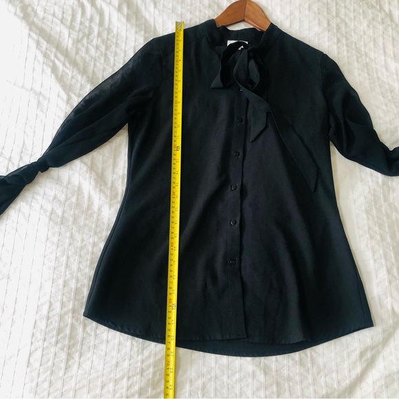 Storee Black Sheer Long Sleeves Button-Up Blouse Small - Picture 6 of 9